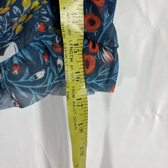 Free People Romi Mesh Mini Skirt Blue Floral Pull-On Stretch Small Women - Picture 6 of 7